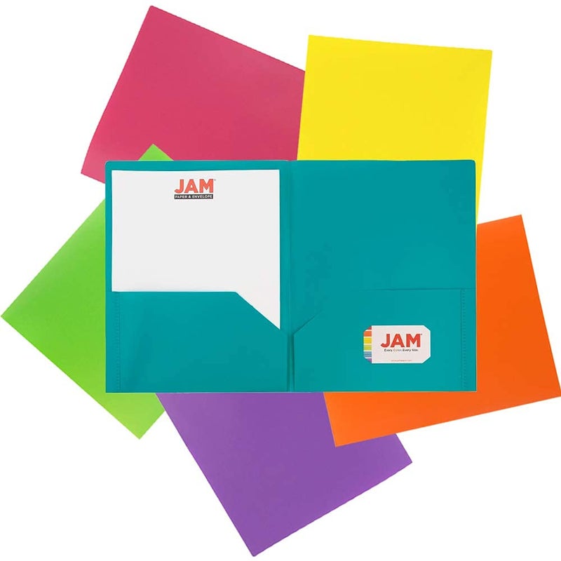 JAM Paper مجلدات جام بيبر البلاستيكية ذات جيبين - مجلدات مدرسية متينة - ألوان عصرية متنوعة - 6/عبوة - Image 5